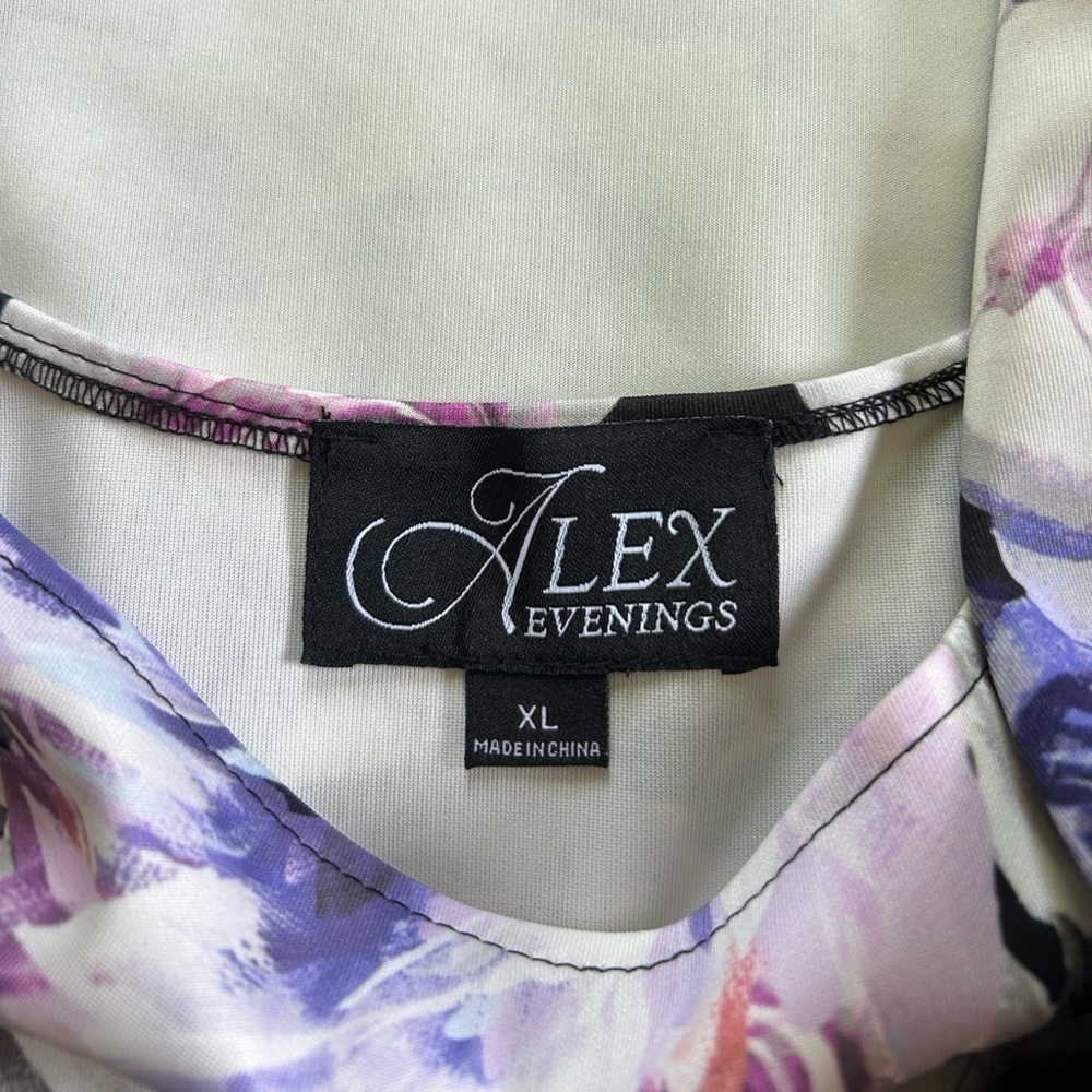 Alex Evenings Plus Size 3/4 Sleeve Purple Black Floral Tank & Jacket Set Size XL - Picture 7 of 14